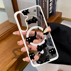 Magnetic Phone Case Compatible With Samsung Galaxy S26 S23 Ultra S24 Plus S25 Edge S22+ FE Cat Paw Print Pattern TPU Shockproof Anti-Scratch Stylish Smartphone Cover