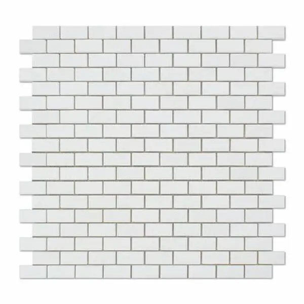 Thassos White  Baby Brick 12x12 Polished/Honed Marble Mosaic Tile Sample