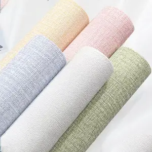 Self-Adhesive Linen Wallpaper Roll, Straight Match 3D Texture Washable Wall Paper, Easy Installation Moisture Proof Decor for Bedroom, Textured Wall Paper, Decorative Wallpaper