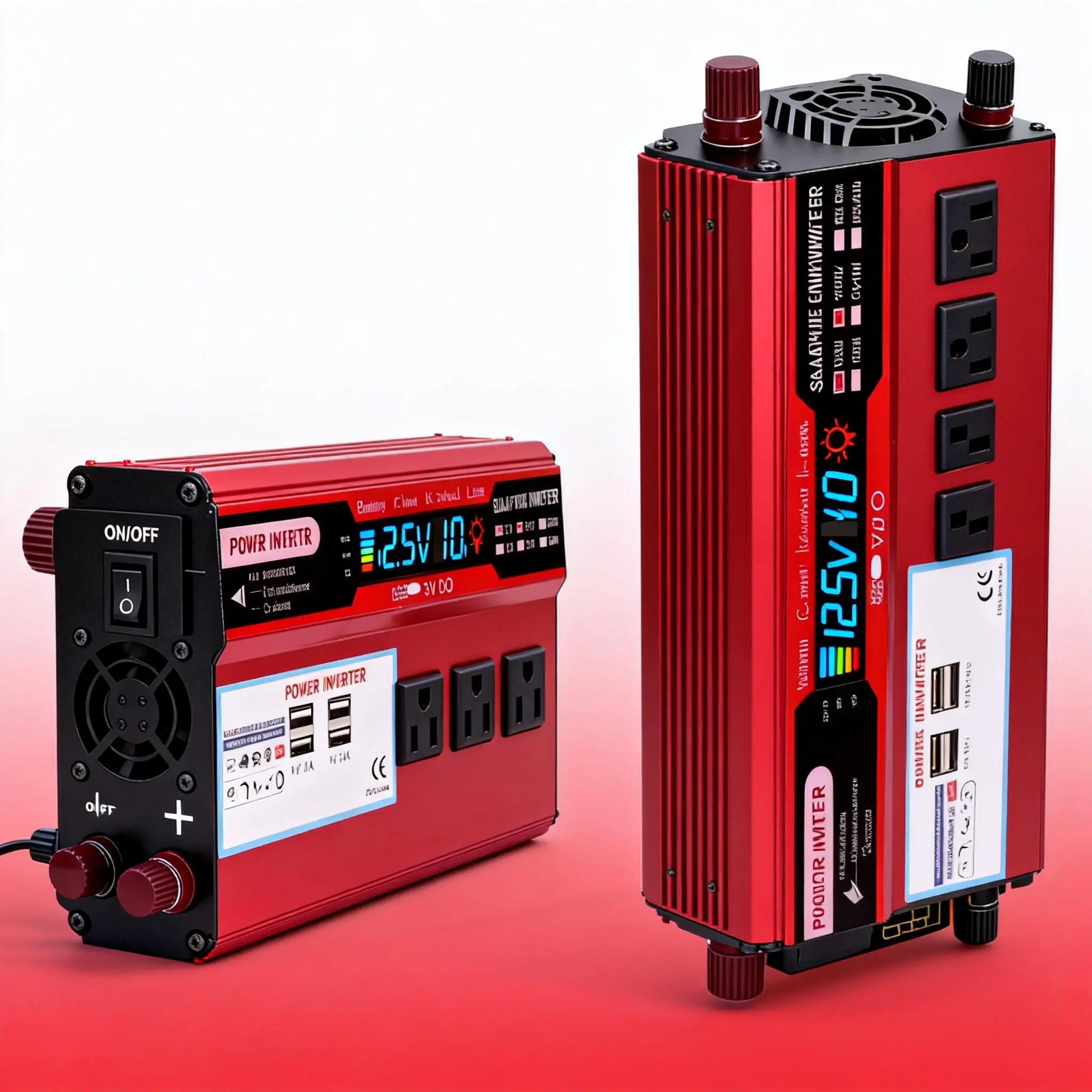 Portable DC to AC Voltage Transformer, Car Power Inverter with Multi US Sockets and USB Charger, Digital Screen Power Supply for Road Trip Off-Grid Activities