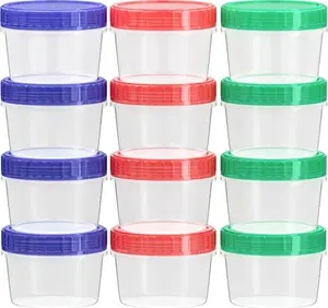 Reusable 12Pcs - 2 Oz Sauce Container to Go With Leak-Proof Twist Top Lids, Plastic Seasoning Containers, Picnic essentials