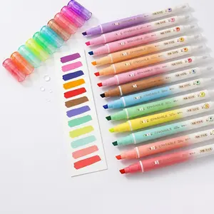 Dual Tip Erasable Highlighters 12 Count, Chisel Tip Aesthetics Journaling Markers, No Bleed Vintage & Pastel Highlighters for Note Taking, School Office Supplies gift