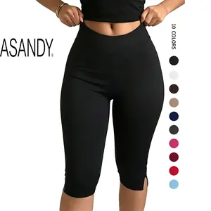 ASANDY Women High Waisted Capri Leggings Elastic Slim Fit Casual Yoga Workout Dressy Activewear Cropped Pants for Daily Outdoor