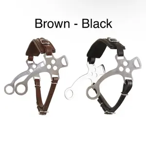 Brown/Black Hackamore Bitless Horse Bit with Adjustable Leather Bridle Steel