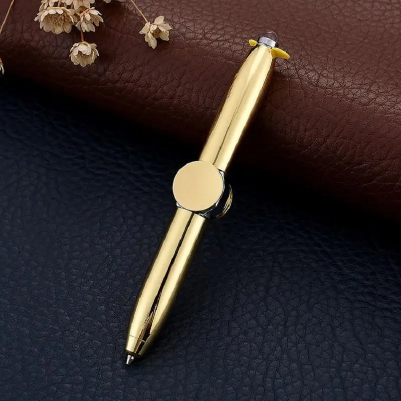 Random Color LED Light Ballpoint Pen, Fidget Spinner Design Writing Pen, Multifunctional Student Stationery for Home School Office
