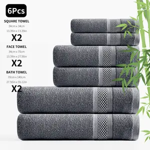 6-Piece Bamboo Fiber Towel Set, Soft Absorbent Premium Bath Towels, Breathable Eco-Friendly Home Use, Ideal for Adults & Daily Showering