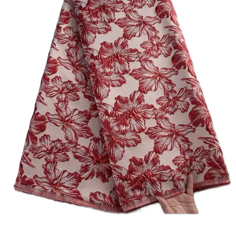 Nigerian Brocade Organza  Fabric African Jacquard Fabric High Quality with Floral Design.