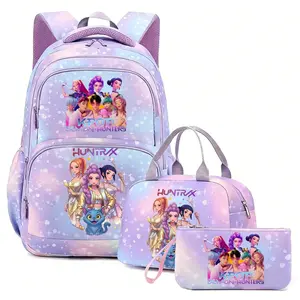 3pcs KPop Demon Hunters Backpacks Capacity Student SchoolBag For Teens With Lunch Bags Backpack For Women Boys Girls Daily Use