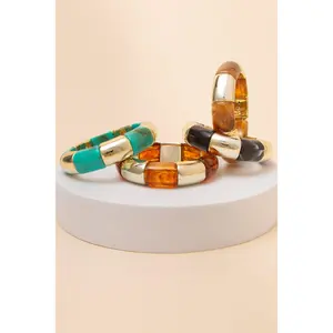 Hailey Resin and Gold Tone Metal Stretch Bracelet
