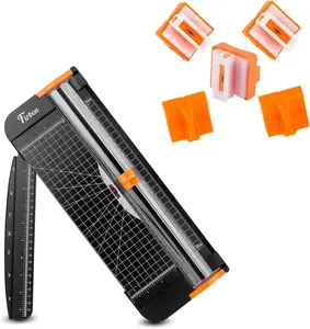 Gift with 5Pcs Blades Paper Cutter Multi-Function Scrapbooking Trimmer Tool with Automatic Security Safeguard & Side Ruler for Craft Paper, Photo, Label, Coupon, Postcard and Cardstock