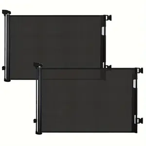 2pcs Retractable Baby Gate, Mesh Baby Gate Or Mesh Dog Gate, 33" Tall, Extends Up to 55" Wide, Child Safety Gate for Doorways, Stairs, Hallways, Indoor/Outdoor(black, Grey, White 33"x55"), As A Gift for Halloween Or Christmas