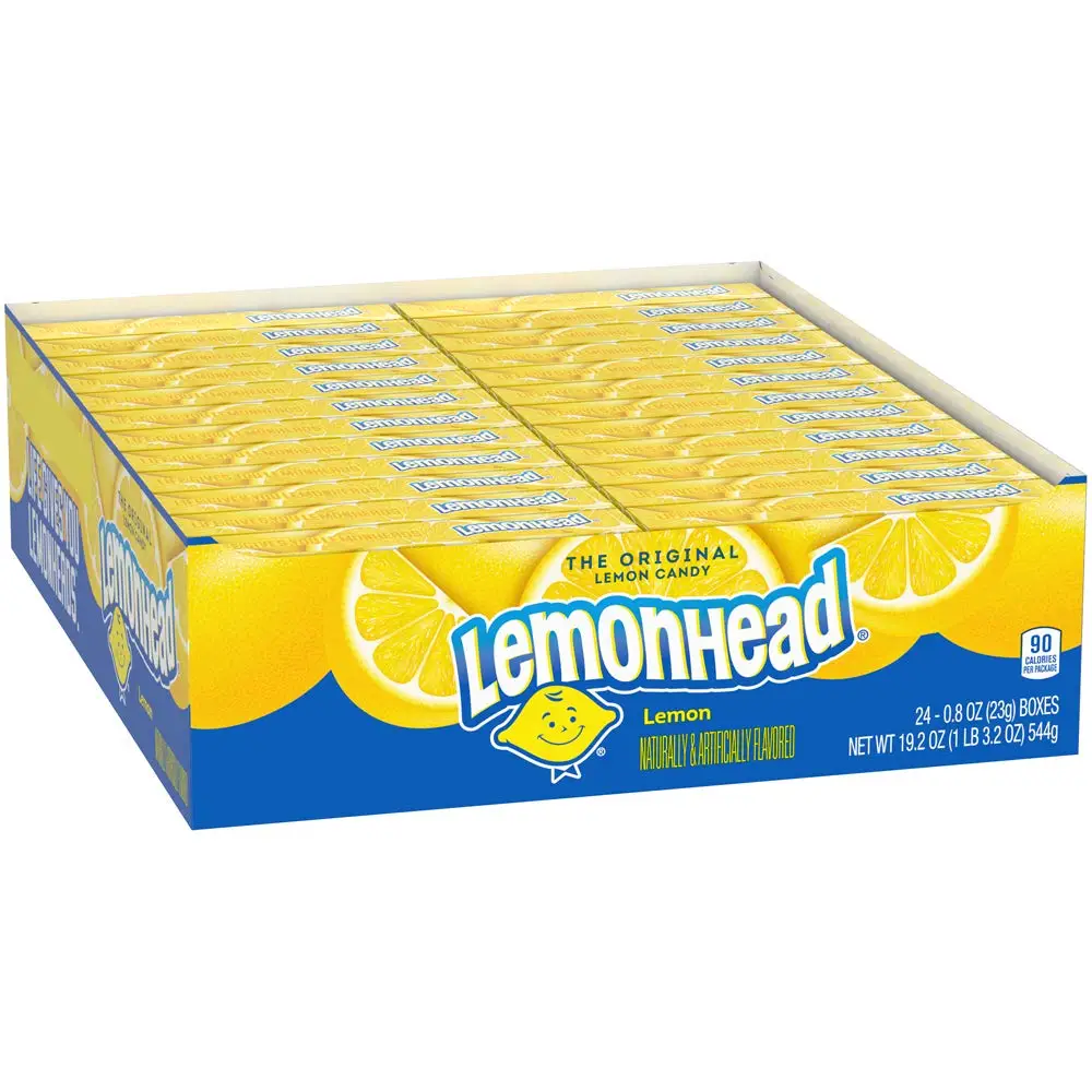 Lemonhead Hard Lemon Candy, 0.8 Ounce Treat-Size Theater Candy Boxes (Pack of 24) Snack Candies Sweet