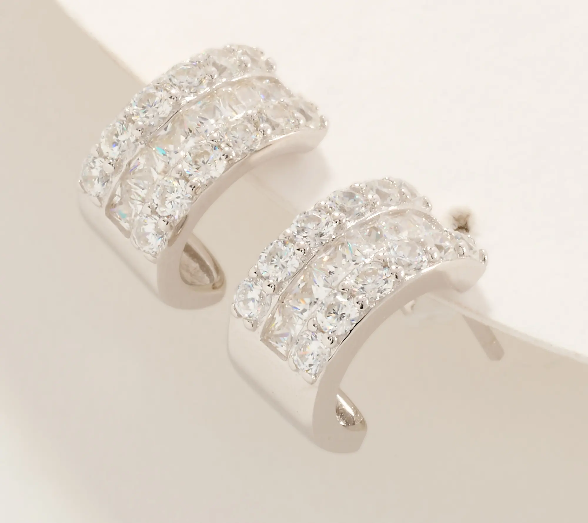 Diamonique Rondelle Hoop Earring, Sterling Silver