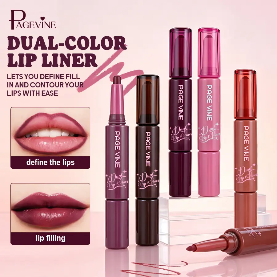 2-in-1 Dual-Color Lip Liner & Filler – Contour, Define & Fill Lips in One Step, Waterproof Smudge-Proof Lip Pencil for Natural Fuller Look