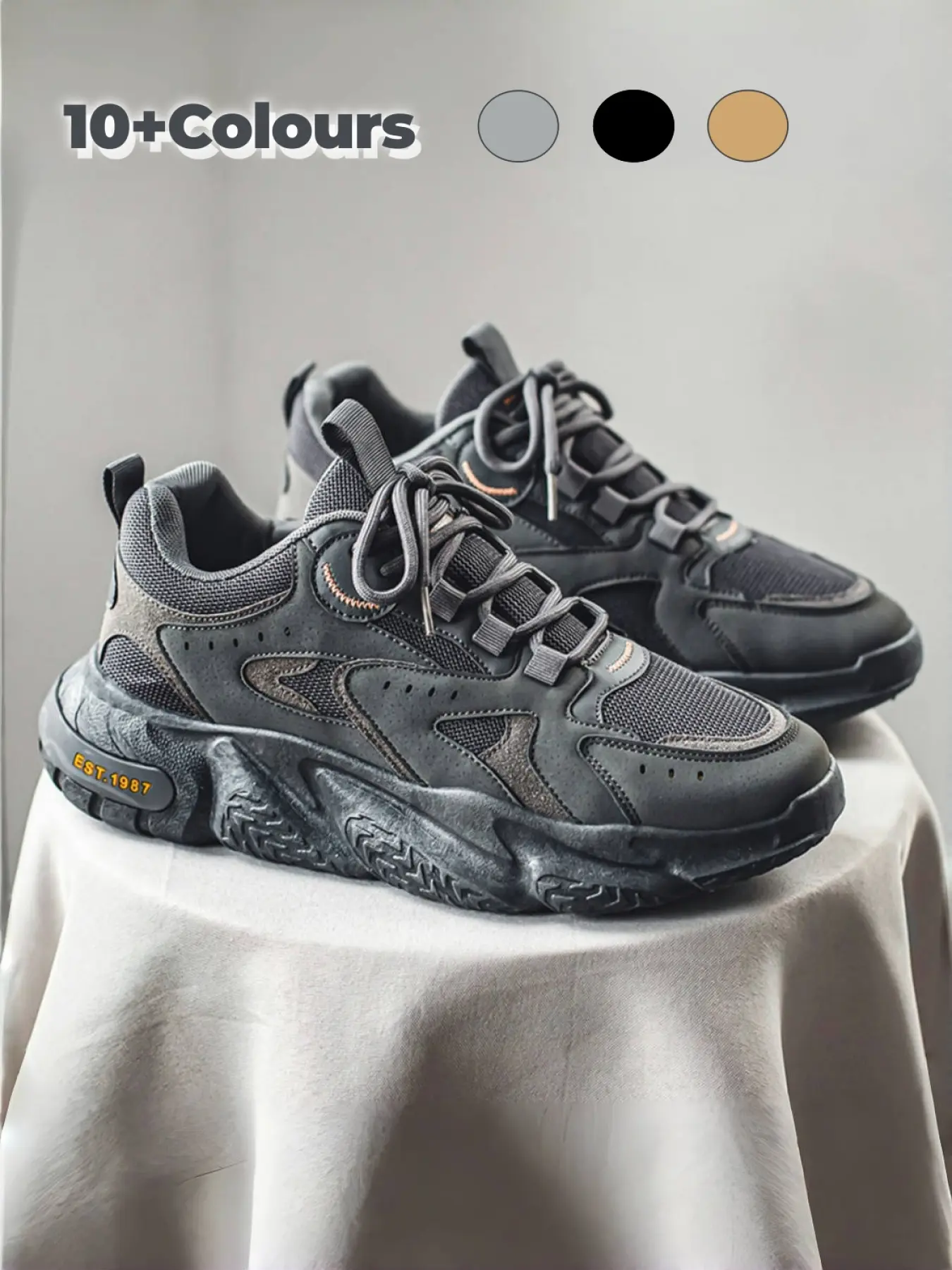 1 Pair 3-Color Trendy Casual Chunky Trainer Sneakers - Mesh Stitching Upper + Chunky Anti-slip Outsole, Breathable Casual Shoes, For Daily Styling & Casual Outfits, Trendy Retro, Comfortable & Versatile, Training Sports Shoes, Trendy Trainers
