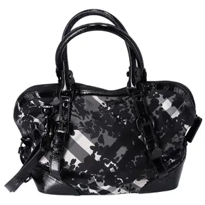 Pre-owned BURBERRY Nylon Tote Bags Floral Florence Tote Multicolor Floral Classic Black Gray Multi