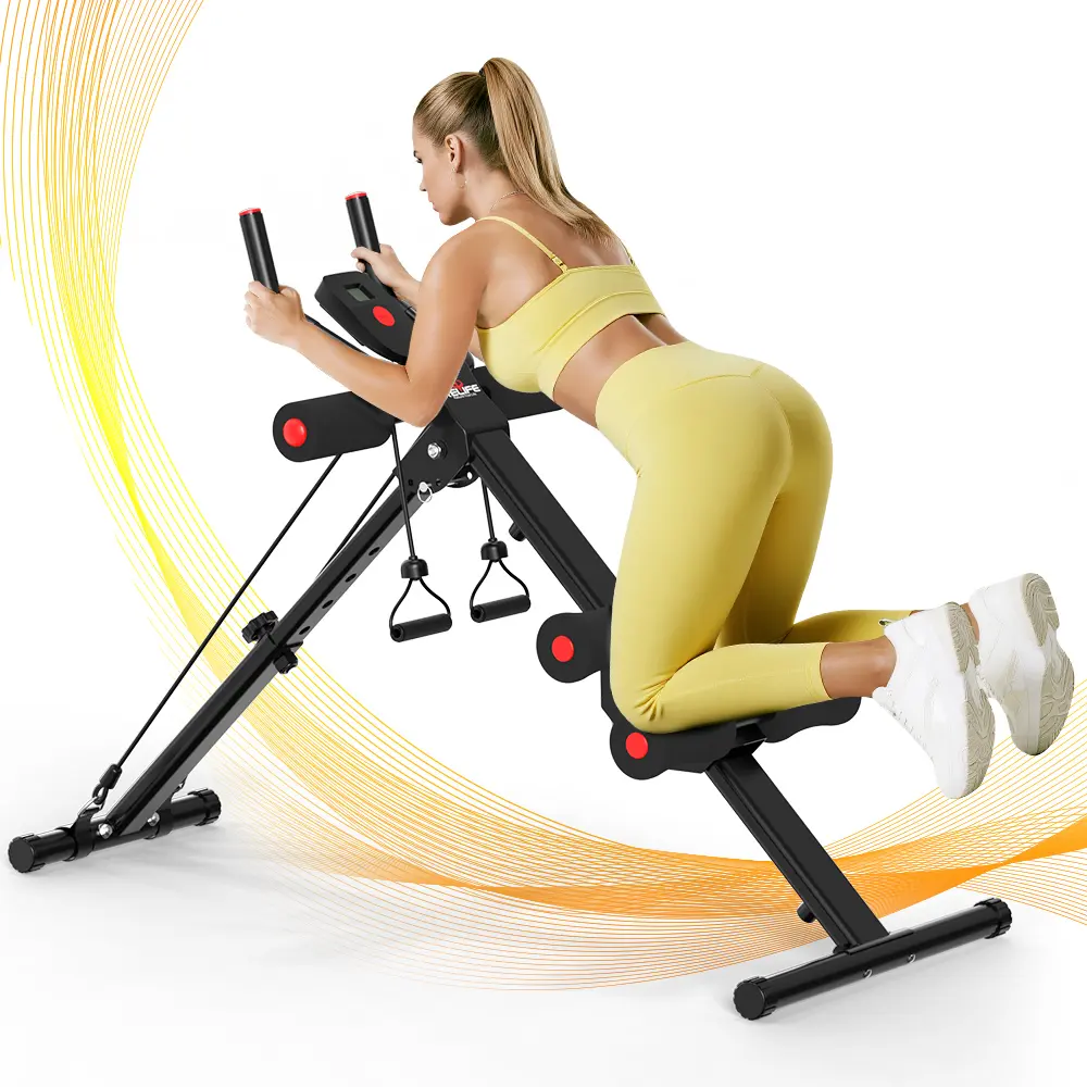 RELIFE REBUILD YOUR LIFE Ab Trainer for Home Gym, Adjustable Steel Core & Abs Workout Machine with LCD Monitor, Foldable, Supports 440 lbs, Exercise Equipment, Home Gym Equipment, Home Workout Gear tiktokshopbacktoschool