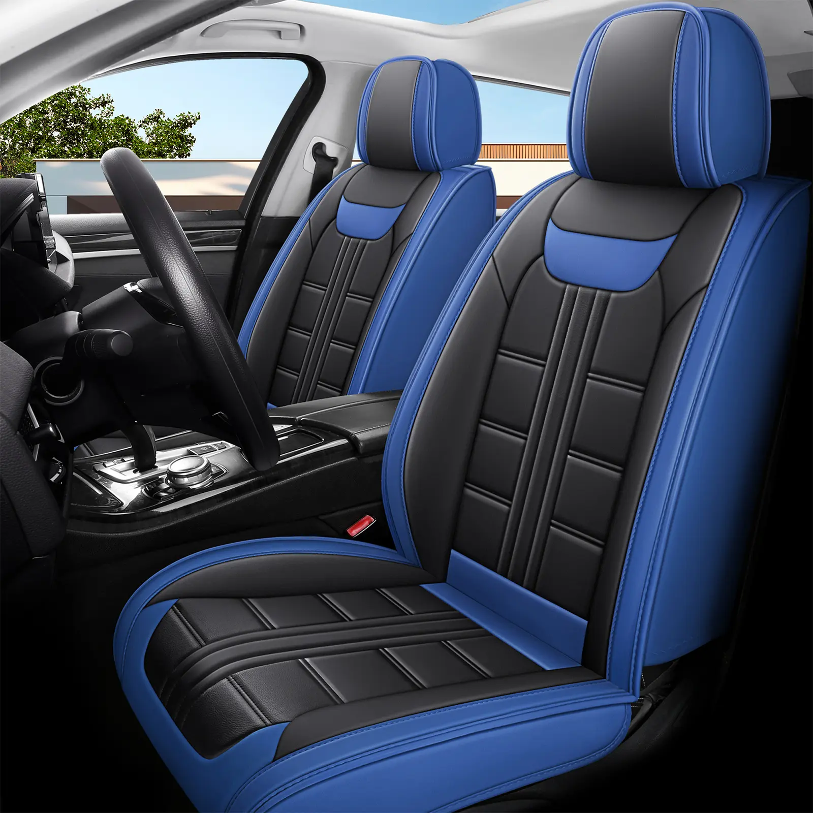 OTOEZ Premium PU Leather Car Seat Covers, 5PCS Set with Storage Bag, Universal Fit for Cars & SUVs, Waterproof, Full Protection, Easy Installation Auto Seat Protectors