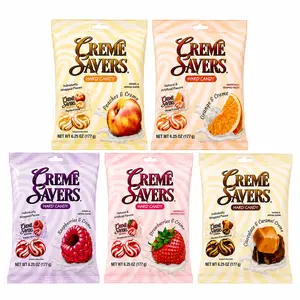 Creme Savers Hard Candy 6.25oz Bags - Raspberry, Orange, Peach, Chocolate & Caramel Flavors - Nostalgic Treats - Halloween Goodie Bags