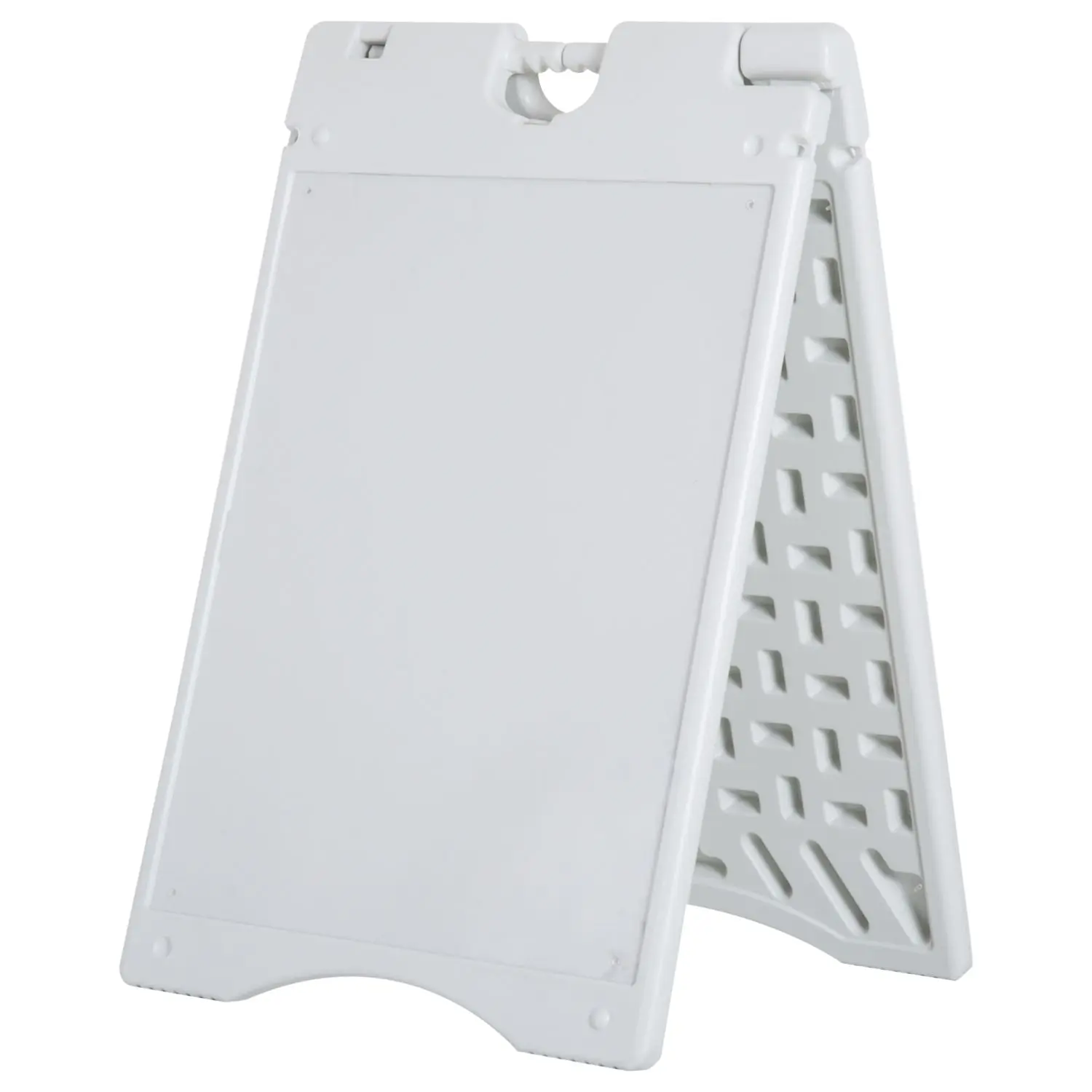 A-Frame Plastic Sandwich Board Sidewalk Sign, Weighted, Weatherproof (White) - 22 x 28 in