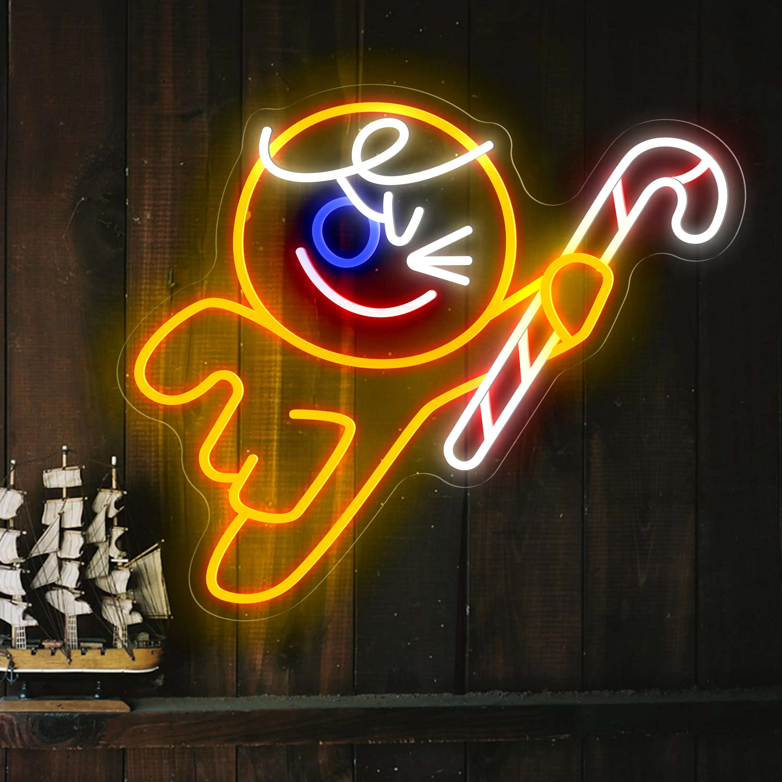 Gingerbread Man LED Neon Sign - Easy Install USB Wall Light with Festive Look, Holiday Decor for Living Room, Bedroom, Home Improvement Lighting Accessories