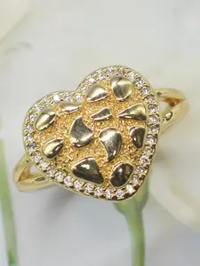 Women's Fashion Asymmetric Geometric Texture Heart Ring, Elegant Daily Wear Jewelry, Best Valentine's Day Mother's Day Birthday Gift