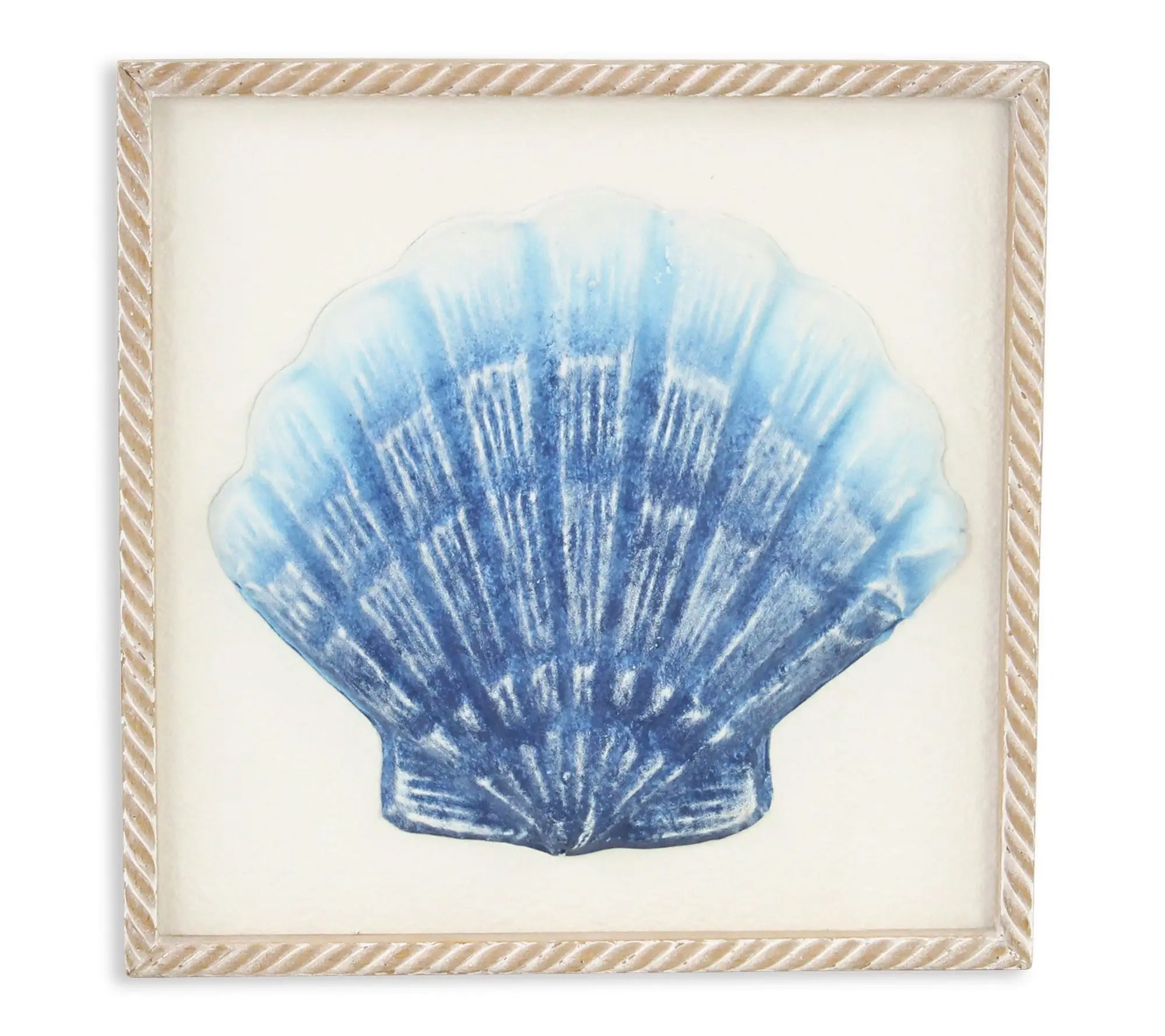 HomeRoots Blue and White Metal Sea Shell BrownWall Art