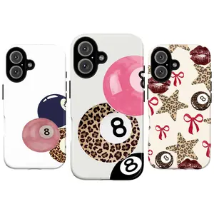 8 Ball Billiards Phone Case Collection - Leopard Print Lips Star Pattern | Pink Pool Game Vibe Aesthetic Cover for iPhone 17 Pro Max 16 Plus 15 14 13 12 11 Air & Samsung Galaxy S25 S24 S23 S22 S21 Ultra | Trendy Gift for Her