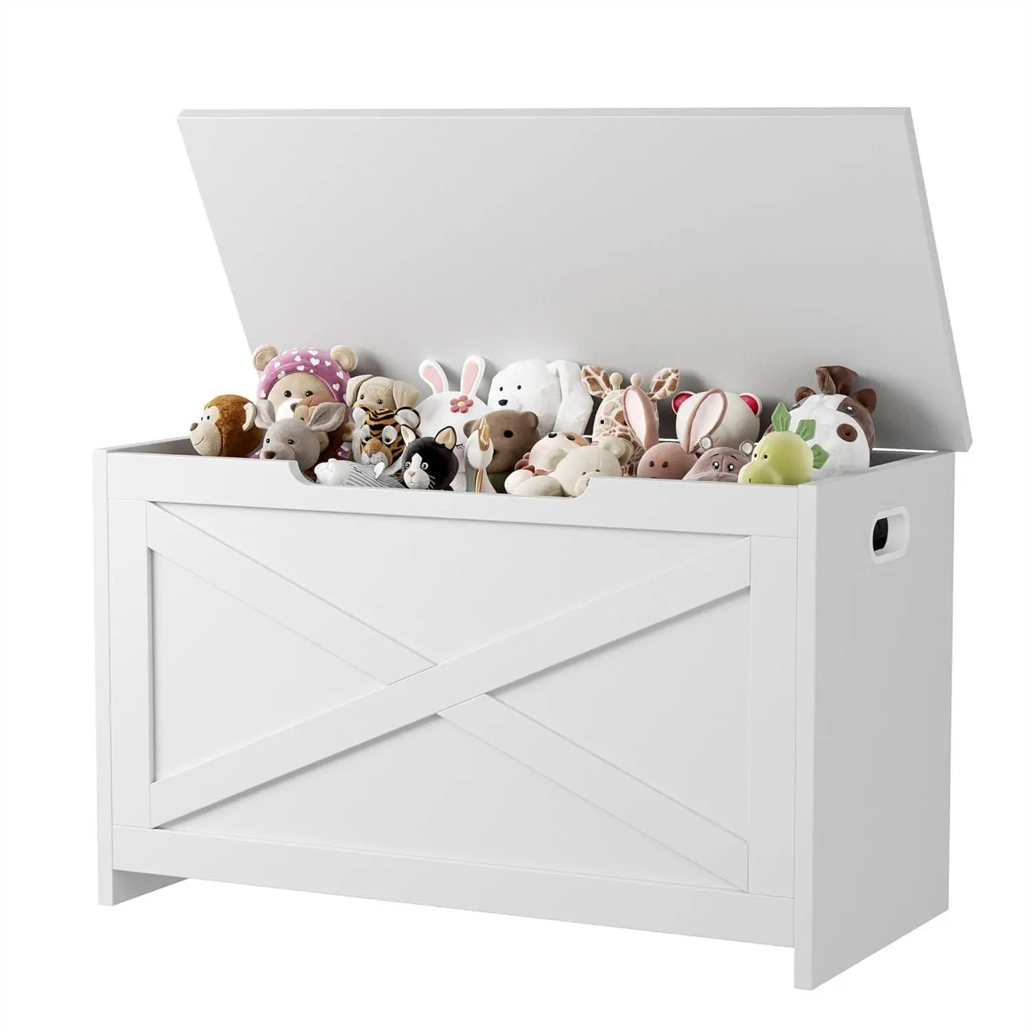 Garvee White 30-in Wooden Storage Chest Bench with Safety Hinge, Easy Assembly, Large Size, for Entryway, Living Room