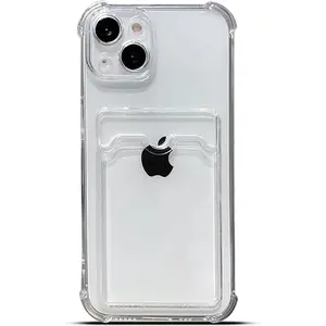 Phone cases for iPhone 17 Pro Max Case Clear iPhone 16 15 14 13 12 11Pro Max Plus Protective Card Slot Cases, Slim Fit Drop Resistant Soft TPU Wallet Case with Bumper, Cute Card Holder Pocket Cover Anti-Yellowing  Case for iphone 17 Pro Max