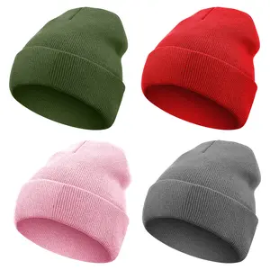 COZOME 2 or 4 Piece Fisherman Beanie for Men Hat Short Knit Cuff Beaniess Trawler Beanie Watch Hat Roll up Edge Skullcap Unisex