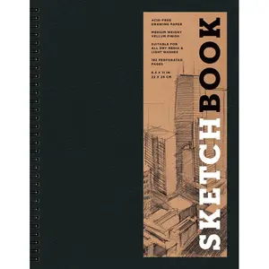 Sketchbook 8.5 x 11" Black Spiral Hardcover Mixed Media Sketchbook for Drawing