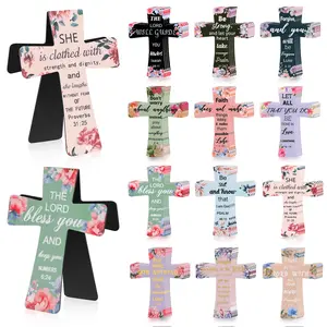 Christian Gift 48pcs Magnetic Bookmark Cross Bookmark Reading Bookmark Inspirational Book Page Markers Magnetic Clip Bookmark with Motivation Quotes Religious Gift for Reader Teacher Student Book Lovers, Bible Study Supplies,Valentine's Day Gift