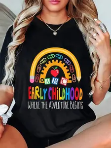 Teacher Early Childhood Education Preschool Head Start Crew Summer Casual Shortsleeve Cotton T-Shirt