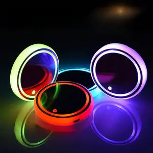 7-color Changing Light Car Cup Holder LED Coaster Light Pad Bottle Light Sensor Ambient Light Car Interior Lighting Car Interior Accessories