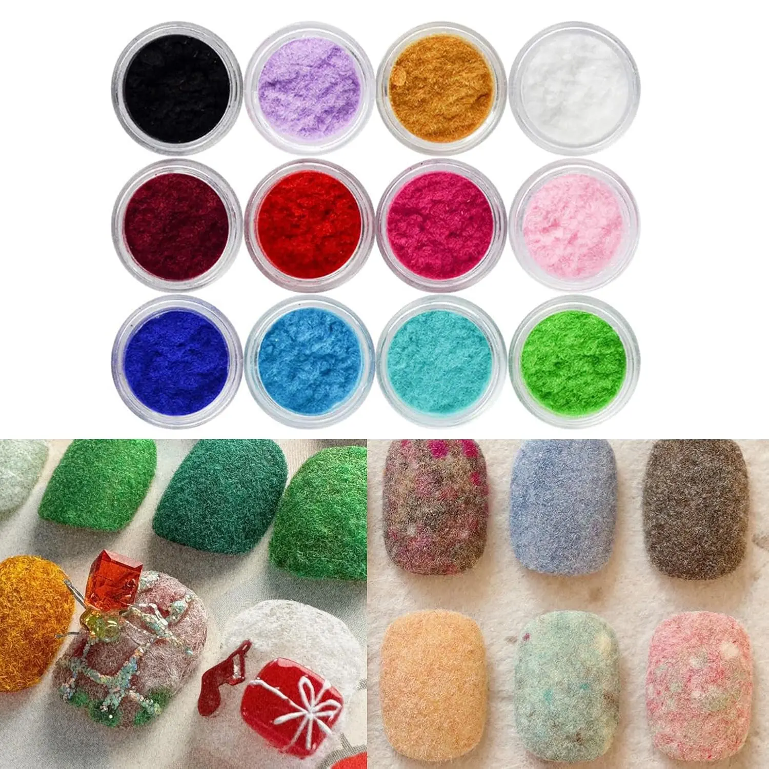 12 Boxes Nail Glitter for Nail Art Velvet Powder DIY Manicure Plush Powder Nail Art Decoration Manicure Tool DIY Nail Flocking Powder Kit