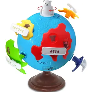 Children's Rotating Globe - An Interactive Geography Learning Toy Suitable for Children Aged 3 and Above, 8-Inch Educational Puzzle Globe with 6 Continents and 12 Animals |   STEM Geography Game for Children Aged 4-8, Birthday Gift for Preschooler