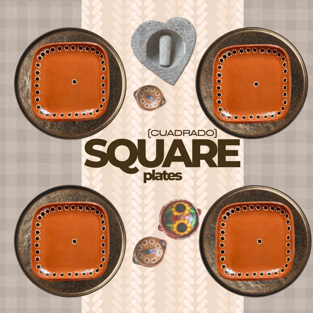 Square Barro Traditional Dinner Plate Clay Rustic Design for Home & Special Occasions Elegant Simple Style