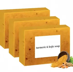 Lemon Turmeric 3pcs Kojic Acid Soap - Gentle Dark Spot Remover for Face Acne Cleanser Cream Cleansing turmeric soap Face Facial Skincare Radiant Comfort Handmade Turmeric Soap Travel Soap Bar  Natural skincare ingredients do not stain