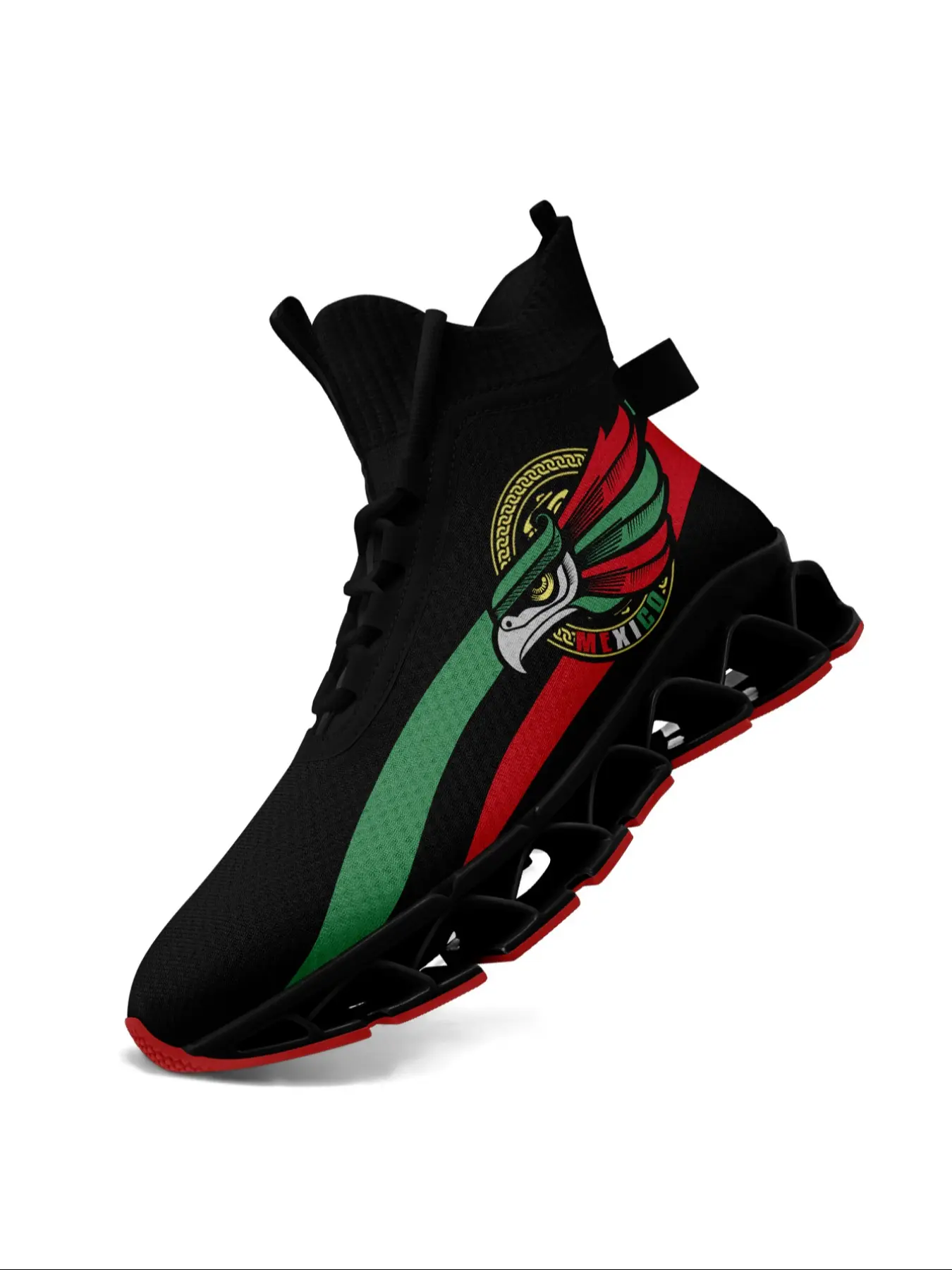 Men's Mexico Eagle Print Lace Up High-Top Sports Sneakers, Trendy Original Design with Breathable Sole, Casual Comfortable Athletic Shoes for Daily Wear and Training, Trendy Walking Sneaker, Graphic Print Sneakers, Stylish Sneaker, Trendy Fashion Sneaker