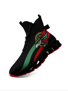 Men's Mexico Eagle Print Lace Up High-Top Sports Sneakers, Trendy Original Design with Breathable Sole, Casual Comfortable Athletic Shoes for Daily Wear and Training, Trendy Walking Sneaker, Graphic Print Sneakers, Stylish Sneaker