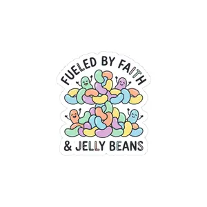 Fueled by Faith & Jelly Beans Sticker | Easter Christian, Pastel Retro