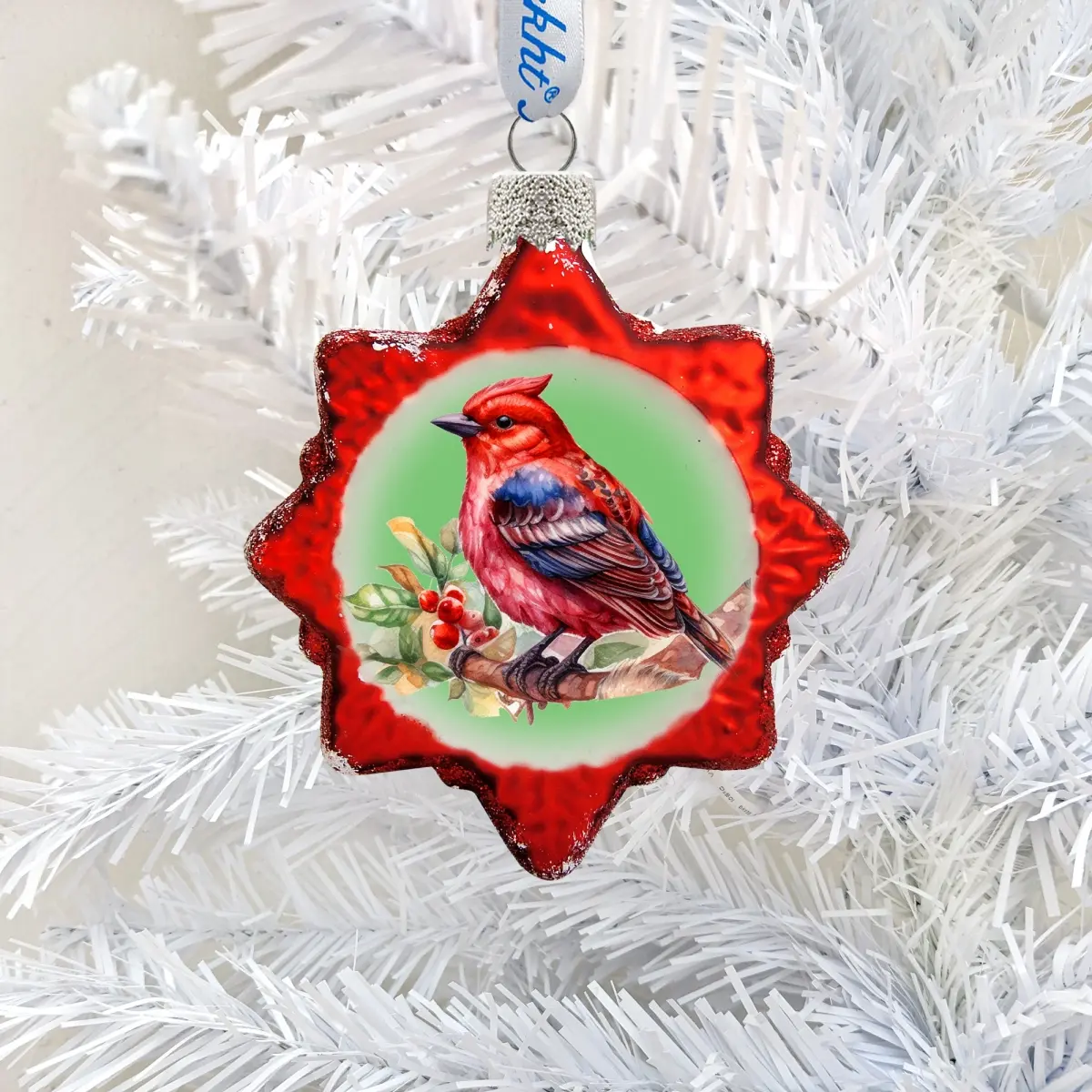 Designocracy 776004 Limited Edition Red Bird Mercury Glass Ornaments - 3x2 in. Satin-Boxed Christmas Decor, Mini Sparkling Wildlife Figurines, Festive Home Supply Holiday Gift for Mother