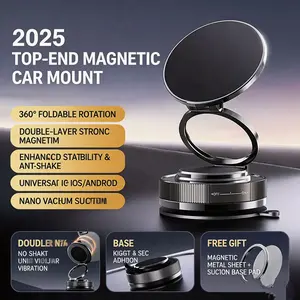 Car magnetic mount，360° Rotatable Vacuum Suction Car Phone Holder