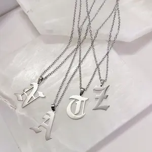 SILVER OLD ENGLISH INITIAL necklace