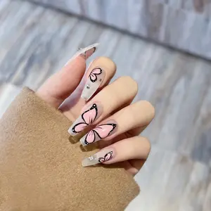Printed butterfly nail patch wearing nail finished summer fake nail manicure flash diamond nail piece