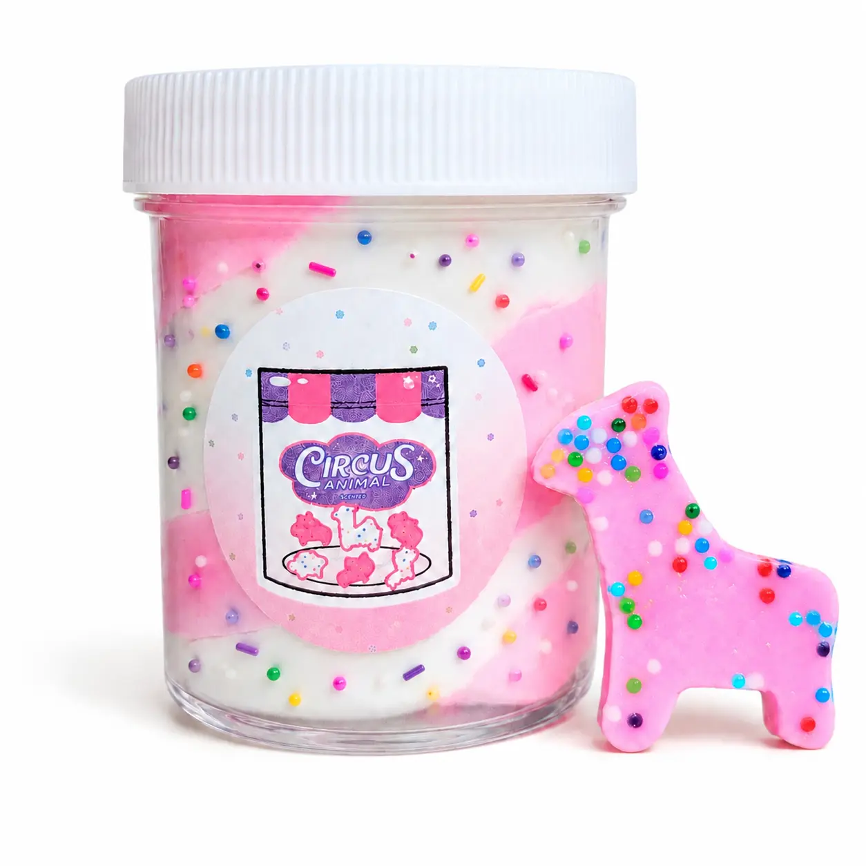 Animal Cookie Butter Slime - Vanilla Scented with Charm, Fluffy Sensory Fun, Handmade Fun, Soft Creamy Texture