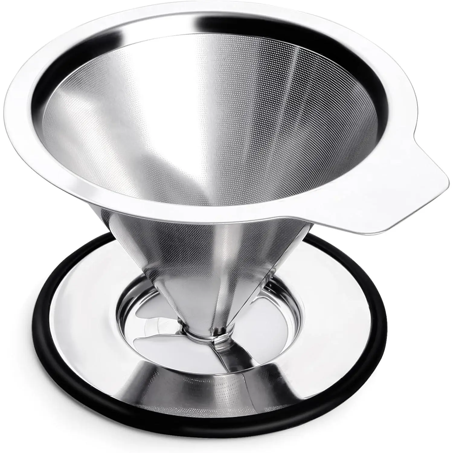 Pour Over Coffee Dripper Reusable Coffee Filter Metal Cone Filter Paperless Coffee Filter Stainless Steel Pour Over Coffee Maker Single Cup Brew Coffee Filter