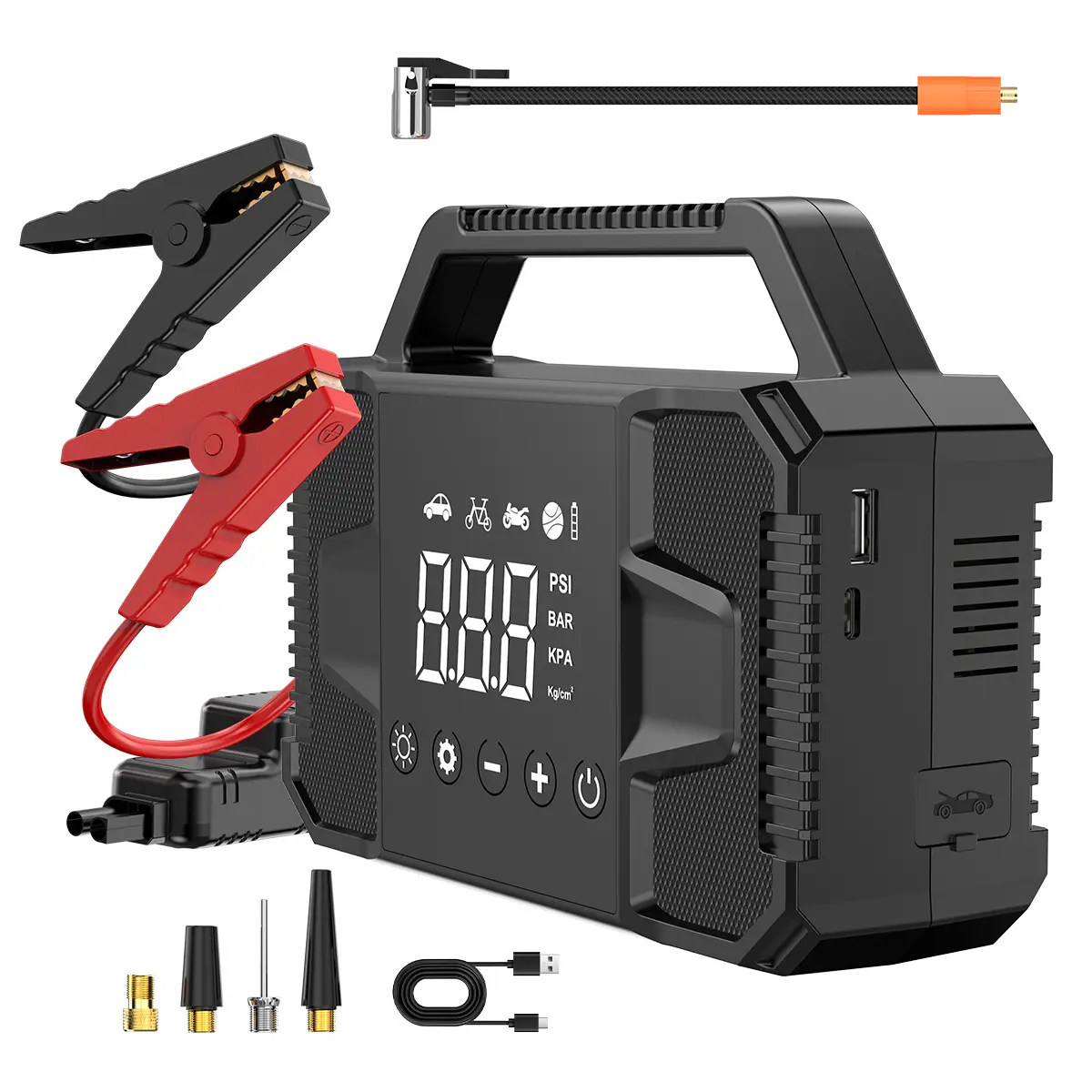 【Father's Day Gift】Kapeezi Upgraded Portable Car Jump Starter, 4000A Car Battery Jump Starter with 150PSI Tire Inflator, 12V Car Battery Jump Starter, 15000mAh  Bank, with LED Light system power Automotive Car Essentials jumper powerbank kill