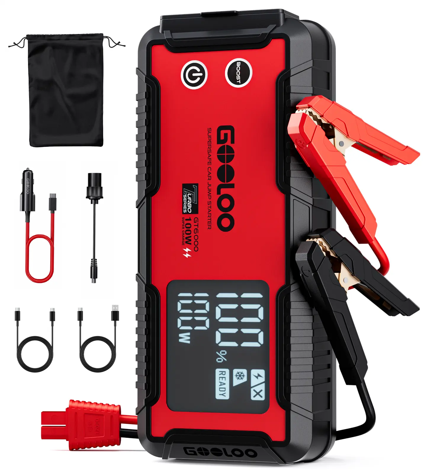 GOOLOO 6000A Jump Starter GT6000 Car Starter with 100W Bi-Directional Fast Charge Powerful 12V Auto Battery Booster for All Gas & Up to 12L Diesel Engine Supersafe Portable Jump Box for Emergency Use. fathersdaygift